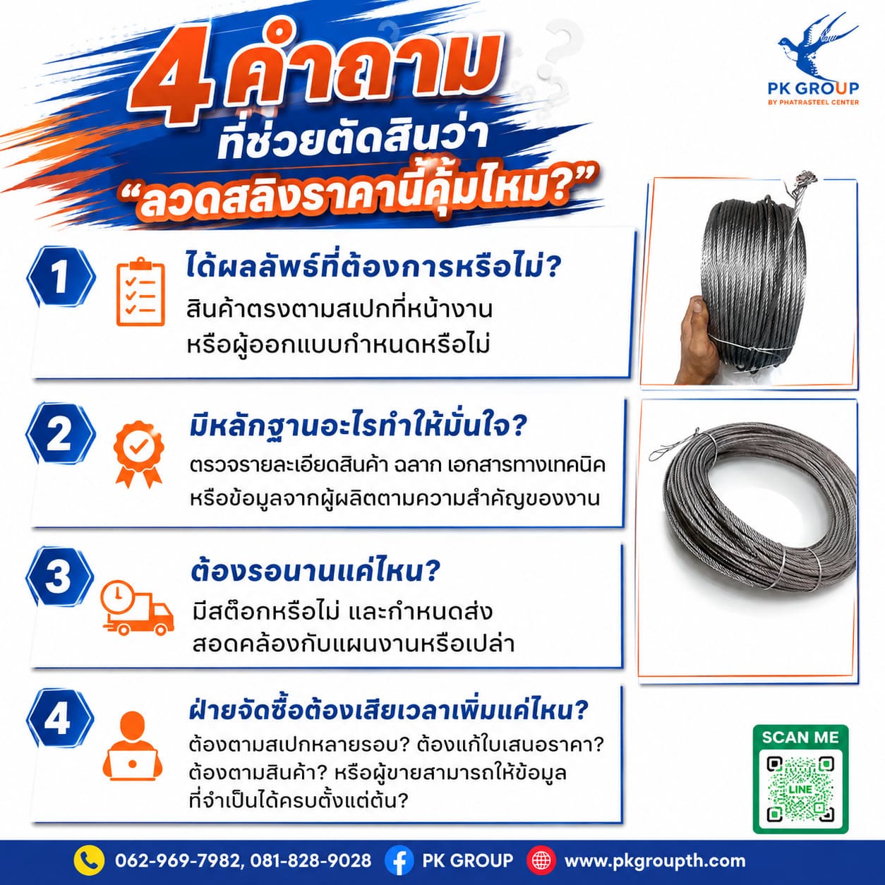 4 คำถามที่ช่วยตัดสินว่า “ลวดสลิงราคานี้คุ้มไหม? 4 คำถามที่ช่วยตัดสินว่า “ลวดสลิงราคานี้คุ้มไหม?