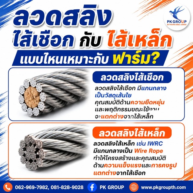 ลวดสลิงไส้เชือกกับลวดสลิงไส้เหล็ก แบบไหนเหมาะกับฟาร์ม? ลวดสลิงไส้เชือกกับลวดสลิงไส้เหล็ก แบบไหนเหมาะกับฟาร์ม?
