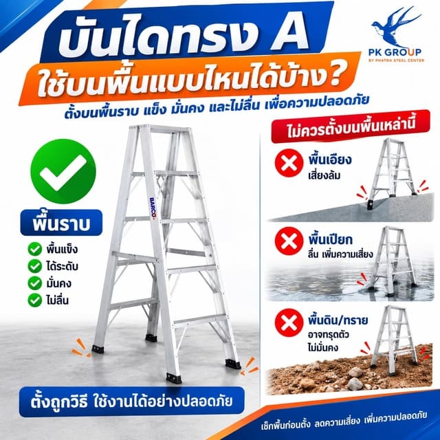 บันไดทรง A ควรตั้งบนพื้นแบบไหน? บันไดทรง A ควรตั้งบนพื้นแบบไหน?