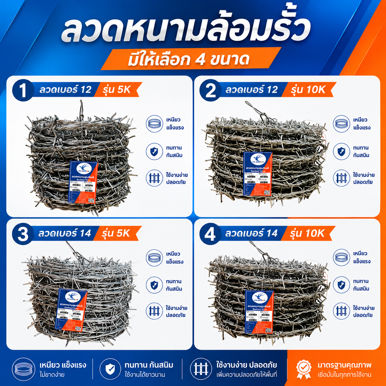 ขนาดลวดหนามล้อมรั้ว ขนาดลวดหนามล้อมรั้ว