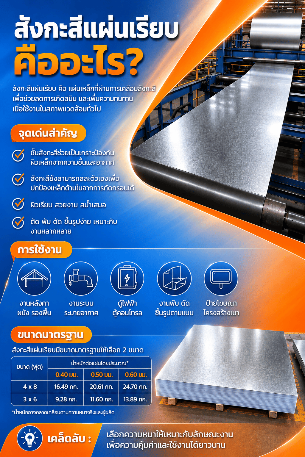 สังกะสีแผ่นเรียบ สังกะสีแผ่นเรียบ
